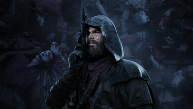 Arte-chave oficial de Hunt: Showdown 1896, com caçador em cenário sombrio