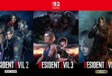 Key art oficial de Resident Evil 2, Resident Evil 3 e Resident Evil 4 para Nintendo Switch 2