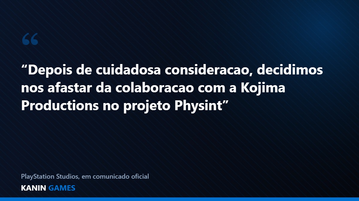 Citacao da PlayStation Studios sobre o fim da parceria com a Kojima Productions