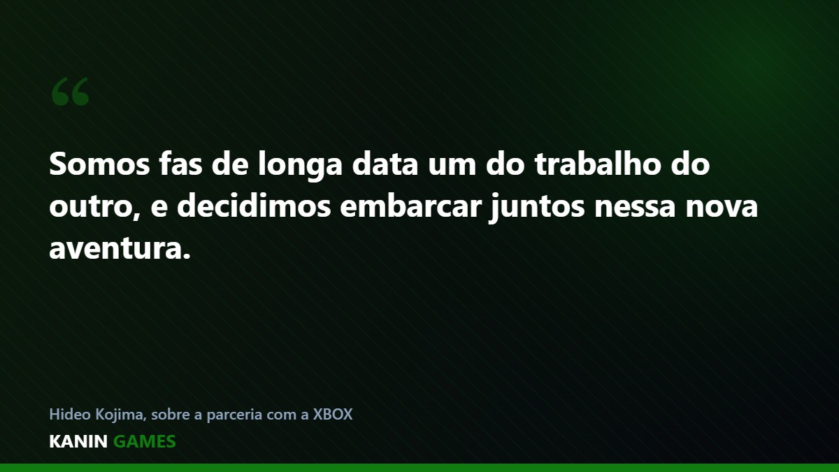 Citação de Hideo Kojima sobre a parceria com a Xbox