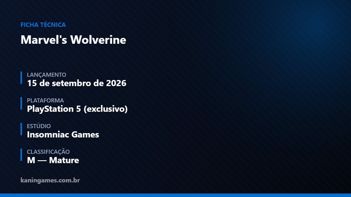 Ficha tecnica de Marvel’s Wolverine: lancamento, plataforma, estudio e classificacao