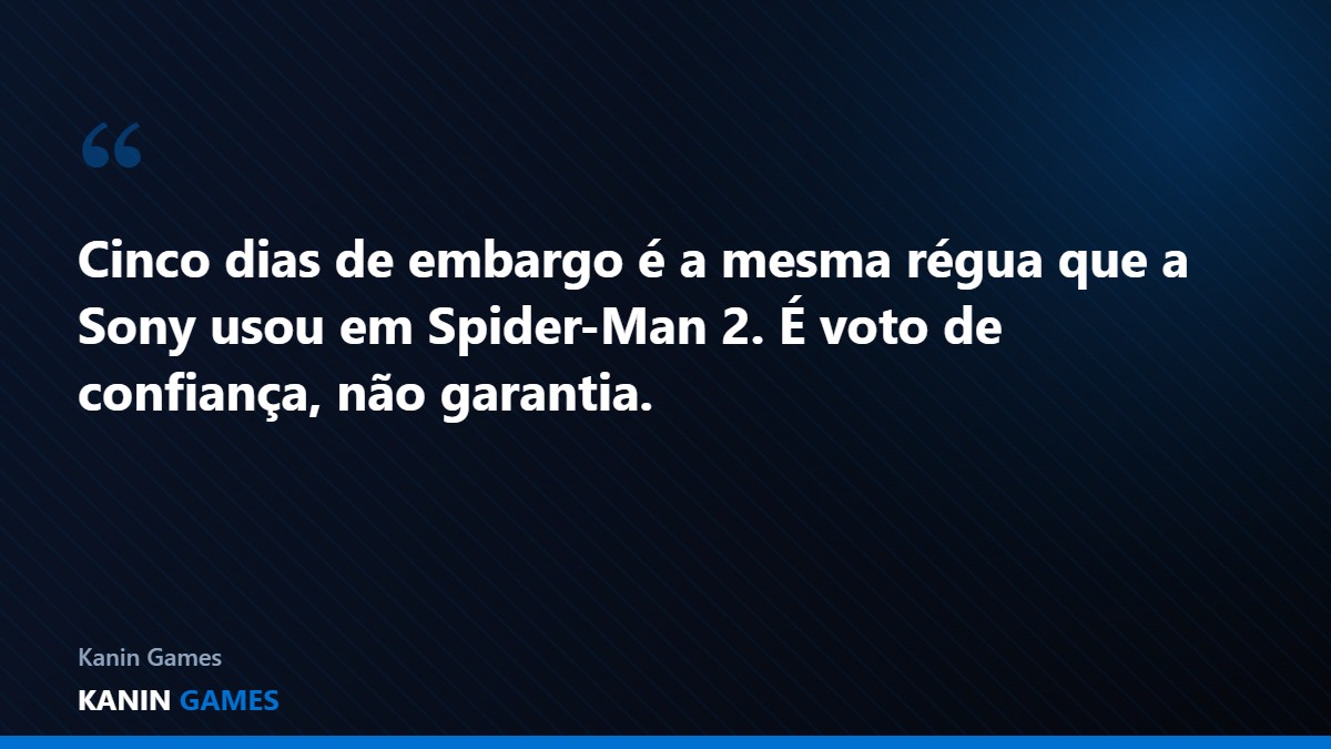 Frase em destaque sobre o embargo de Marvel’s Wolverine