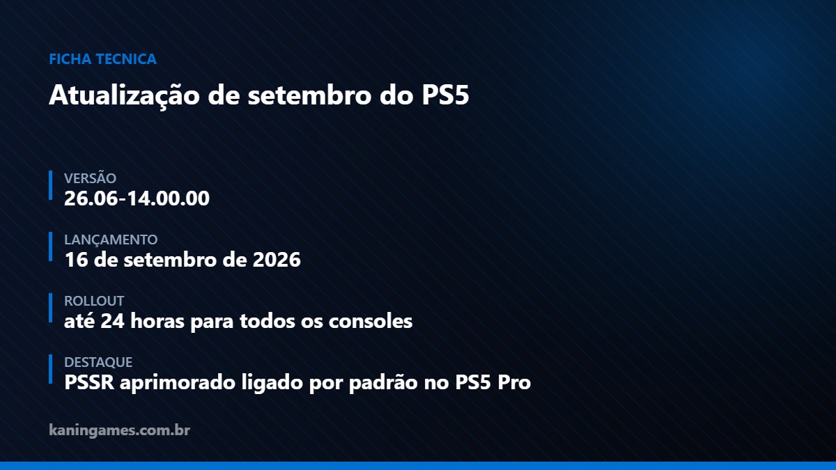 Ficha técnica da atualização de setembro de 2026 do PS5