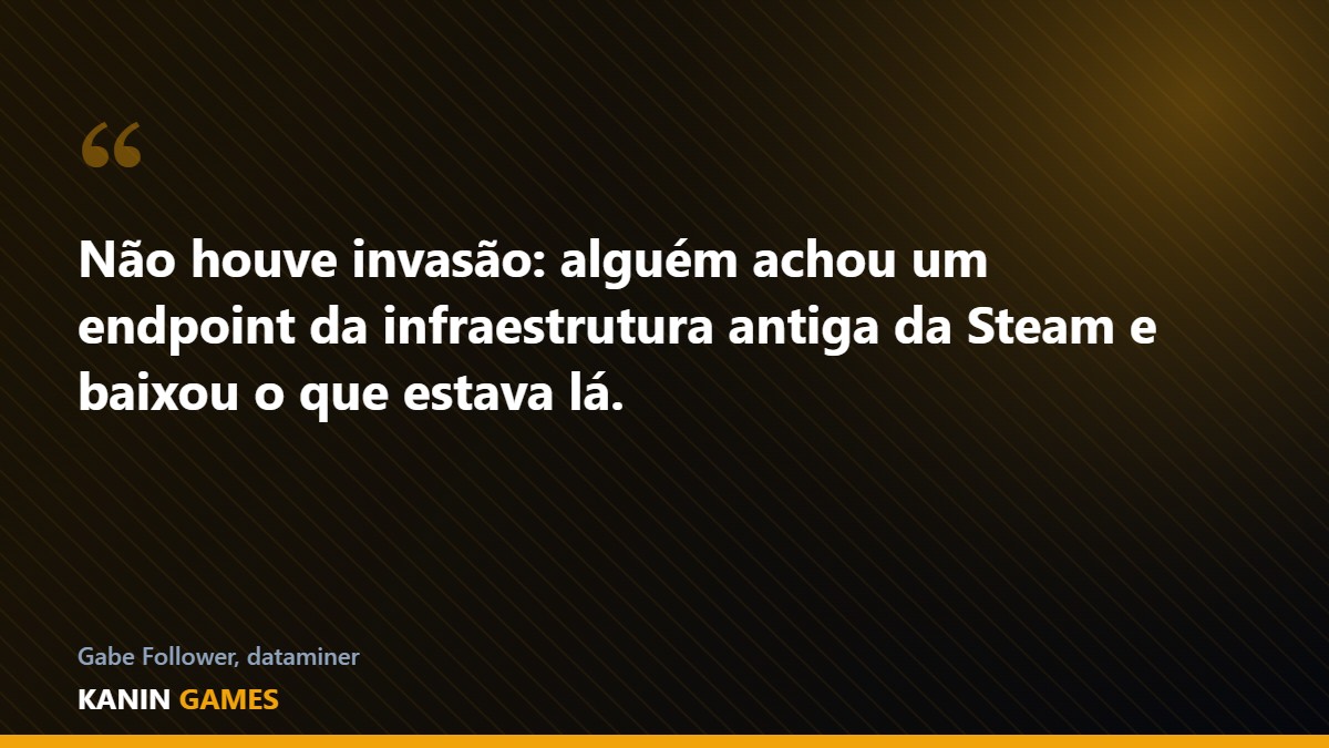 Citação sobre a origem do vazamento de 12 TB da Valve